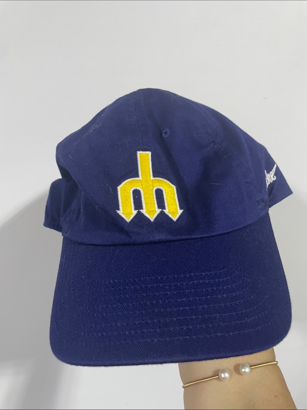 Men's Navy Baseball Cap with Yellow Embroidered Logo
